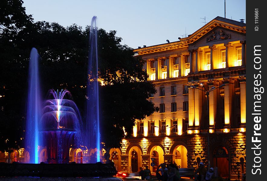 Fountain in evening