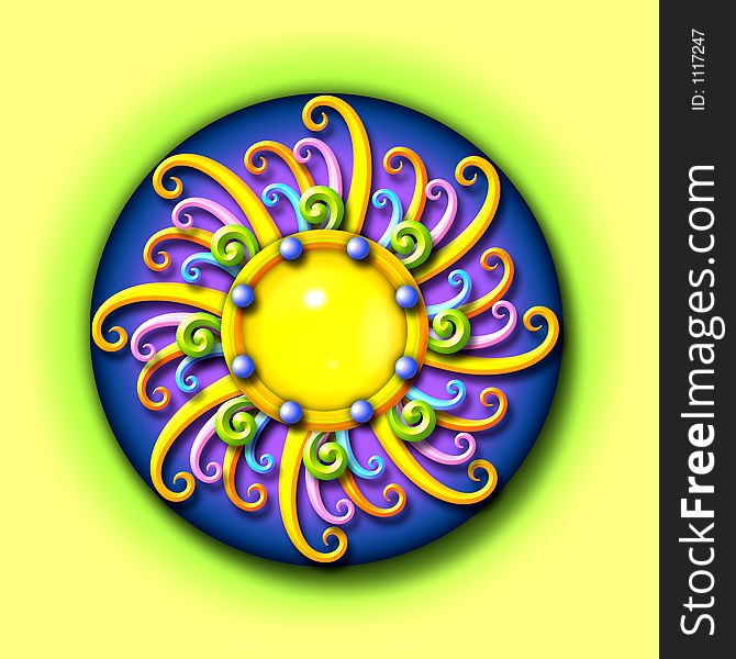 the sun - colorful swirled illustration