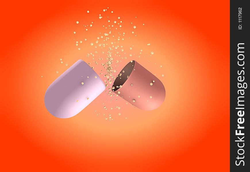 A 3d rendering of an open capsule