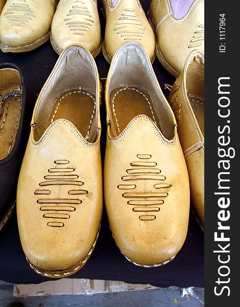 traditional Turkish handcraft leather shoes. traditional Turkish handcraft leather shoes