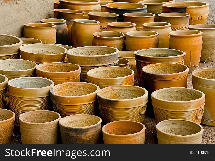 Clay pots side by side