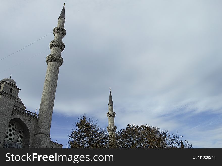 Sky, Spire, Mosque, Place Of Worship