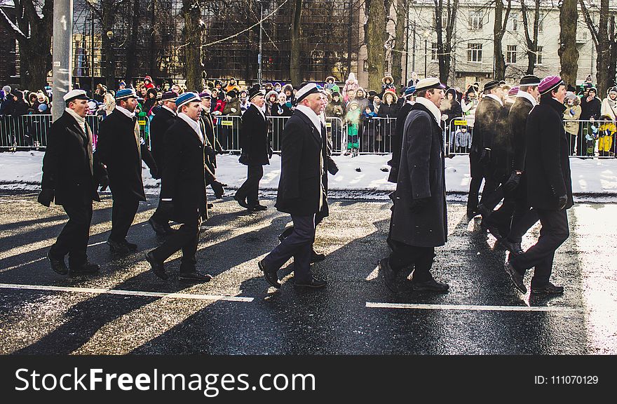 Group of Men Marching