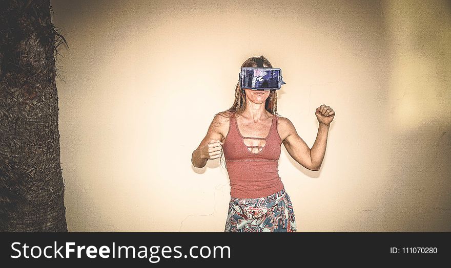 Woman Wearing Blue Vr Headset