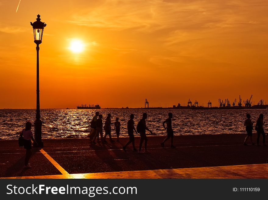 Sunset, Horizon, Sea, Sunrise