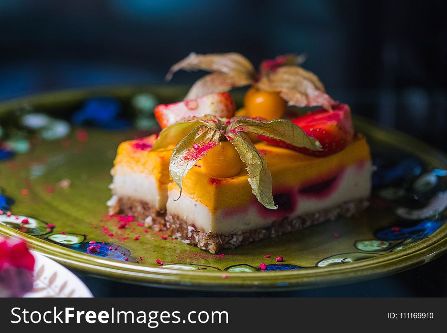 Food Photography of Strawberry Cakes on Plate