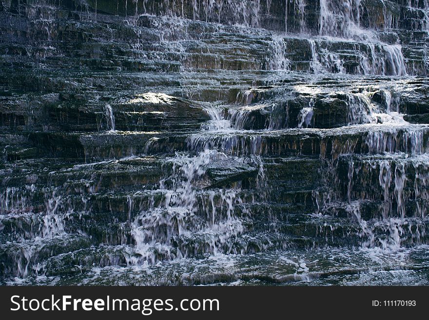 Waterfalls on Gray Rock Formation