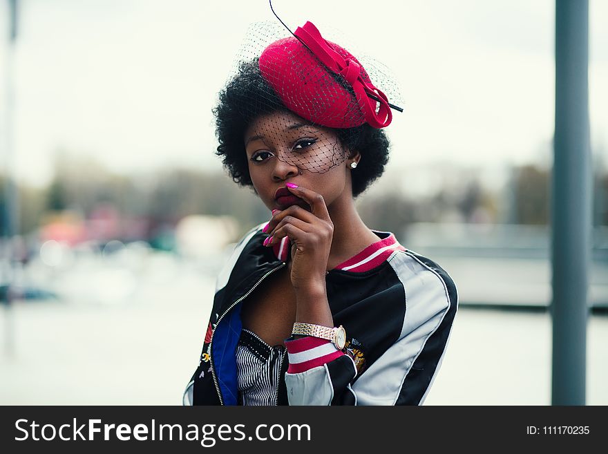 Woman Wearing Red Hat