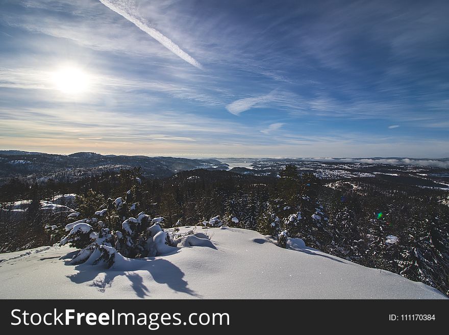 Landscape Photography of Mountain Covered With Snow Surrounded With Trees