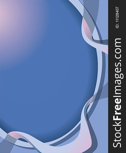 Abstract blue background with transparent ribbon, vector illustration