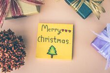Christmas Background And Paper Note Merry Christmas Decor On Ba Royalty Free Stock Photos Christmas Background And Paper Note Merry Christmas Decor On Ba Royalty Free Stock Photos