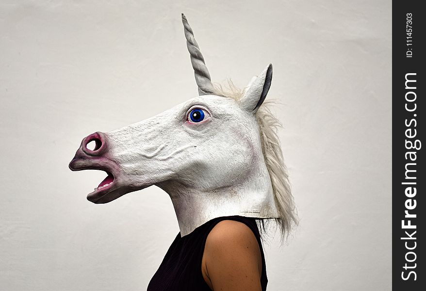 White Unicorn Head Costume