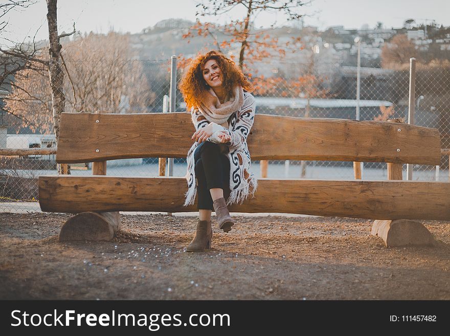 Woman Wearing Knitted Sweater