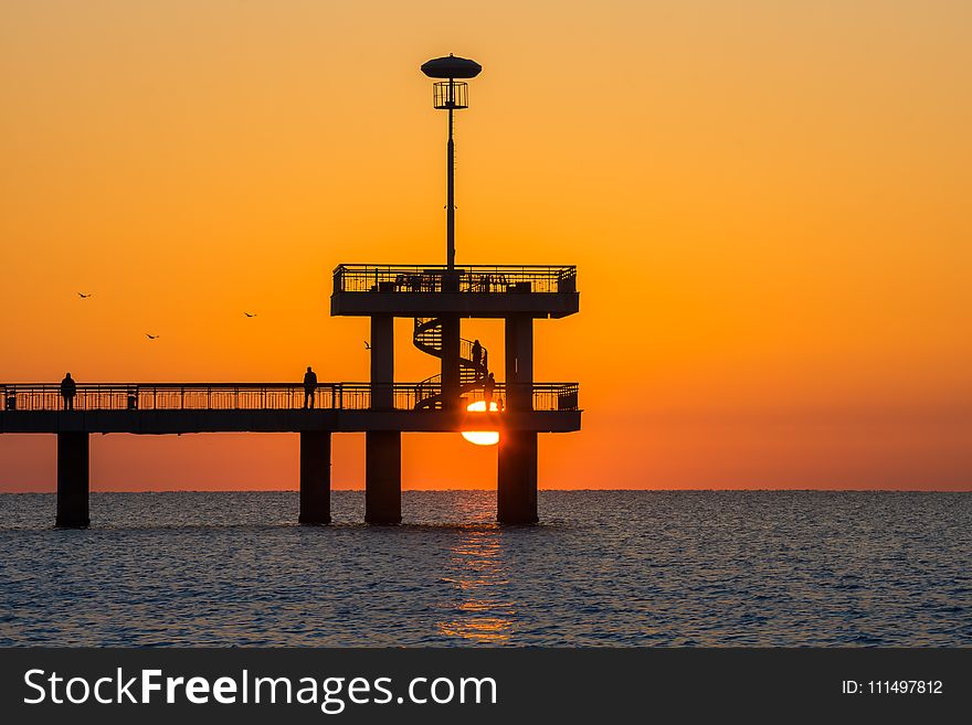 Sea, Sunrise, Sunset, Horizon