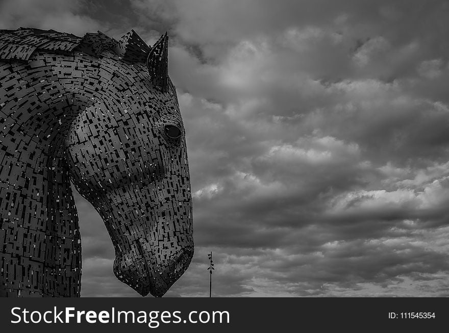 Grayscale Photography Of The Kelpies