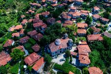 Aerial View Of Palaios Panteleimonas Is A Mountain Village, Northern Greece Stock Photos