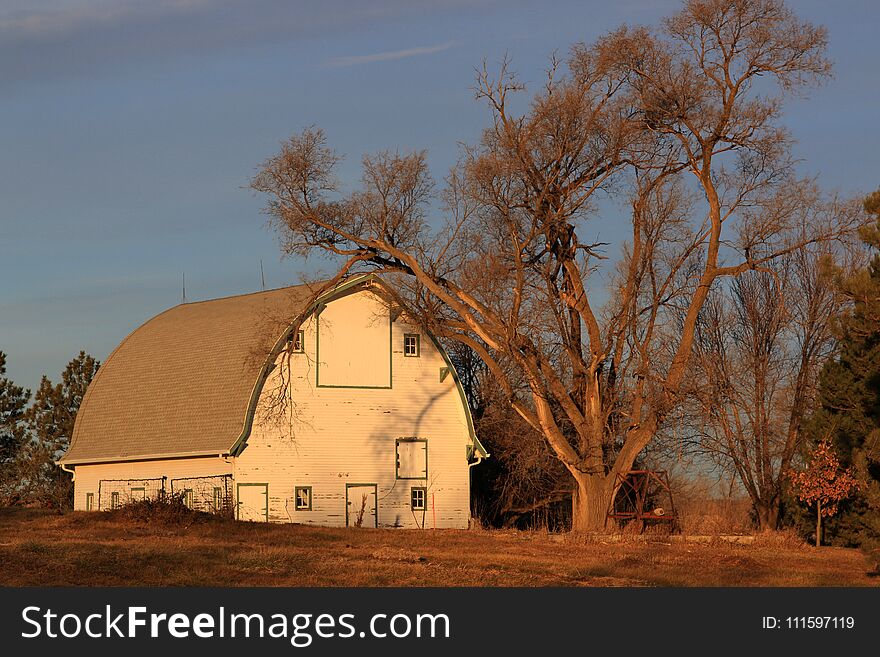 Large White Barn In The Midwest