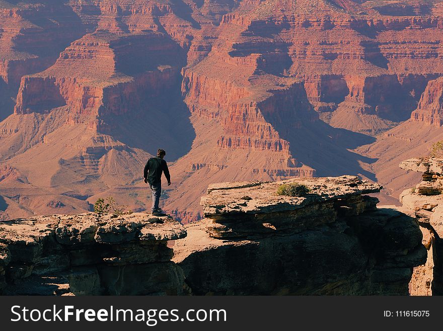 Bird&#x27;s Eye-view of a Man on Grand Canyon Mountain
