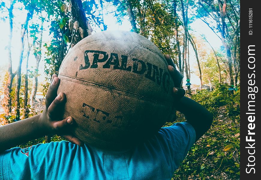 Person Holding Brown Spalding Basketball