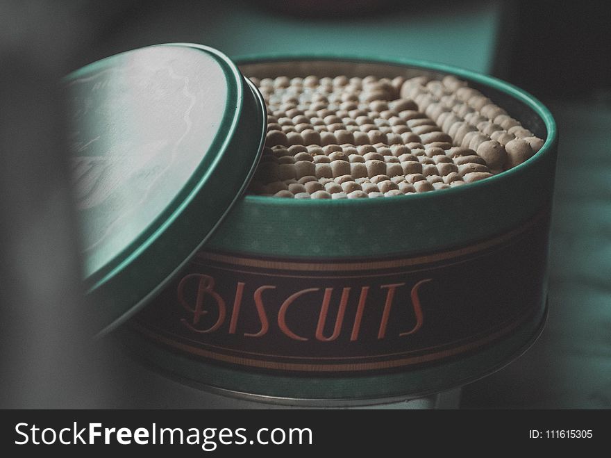 Green Steel Container With Biscuits Lot