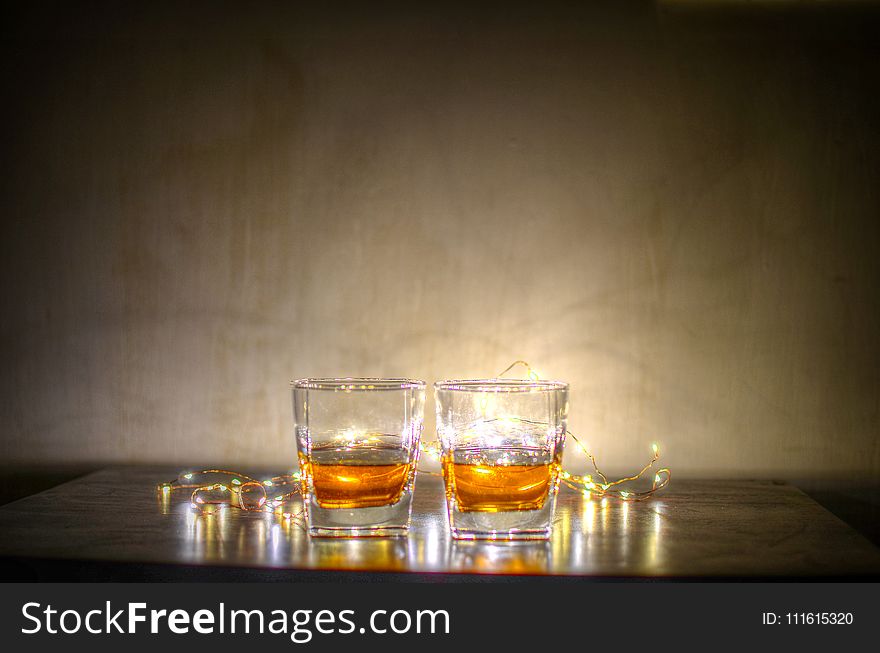 Two Clear Glass Shot Glass With String Lights