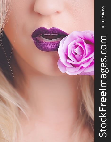 Woman in Purple Lipstick