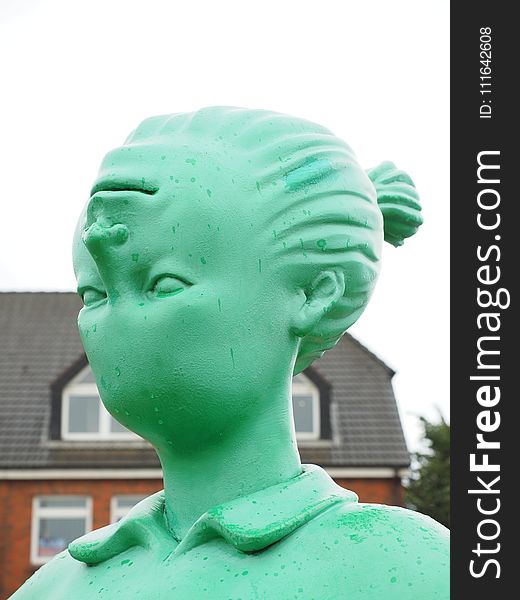 Green, Sculpture, Head, Statue