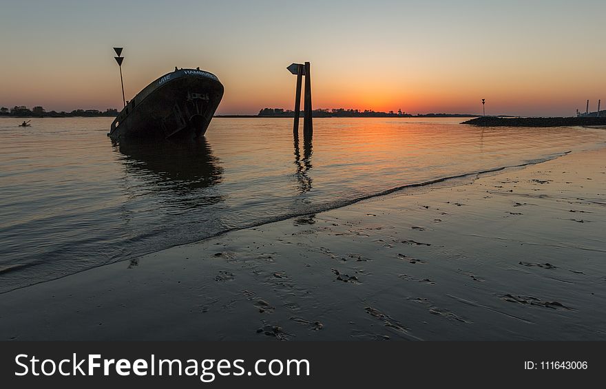 Reflection, Sunrise, Water, Sunset