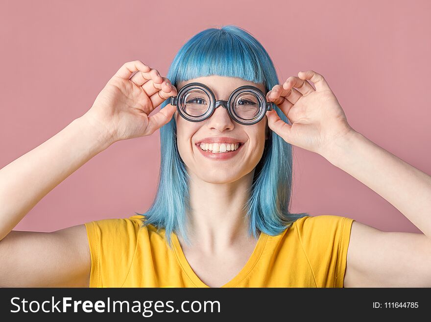 Young Woman With Funny Glasses