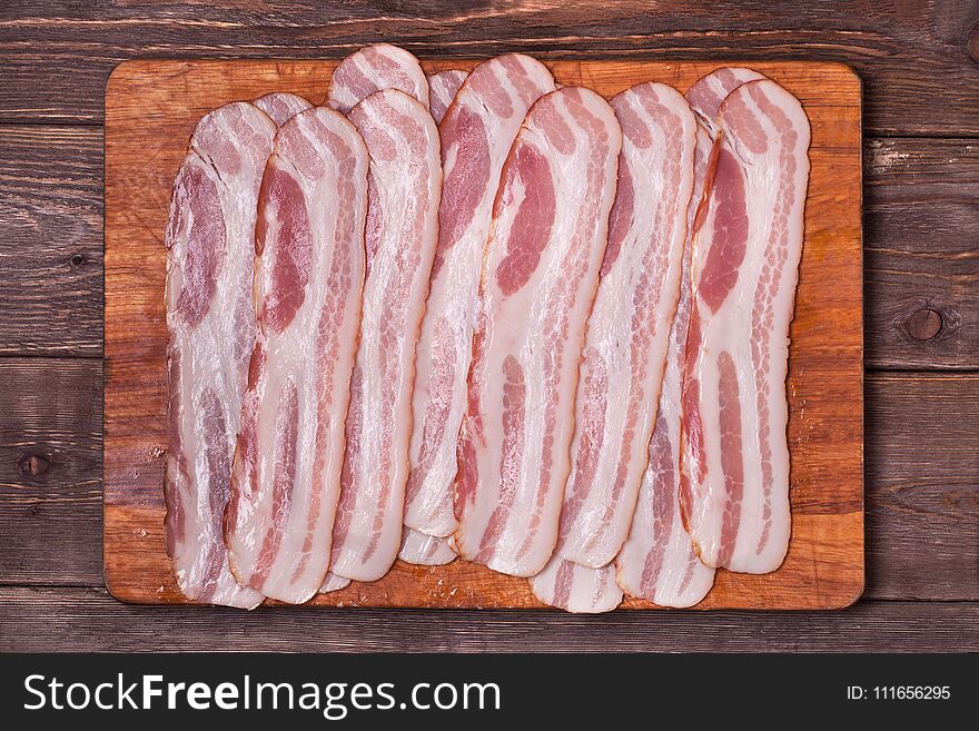 Pieces of bacon. Background of food