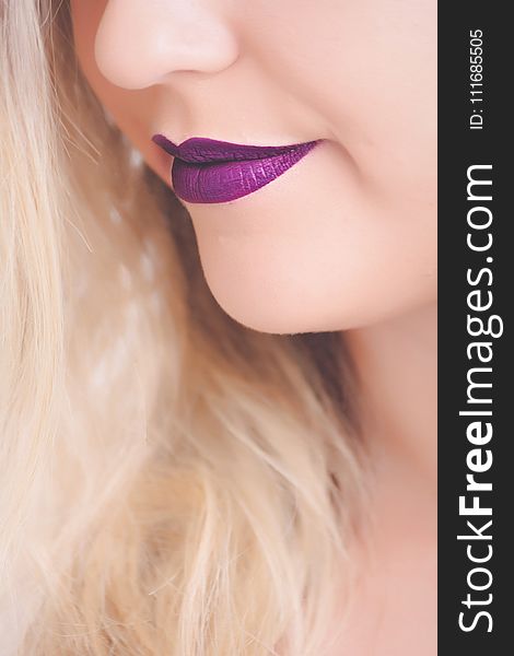 Woman With Purple Lipstick