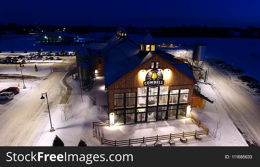 Brown Cowbell Restaurant during Nighttime