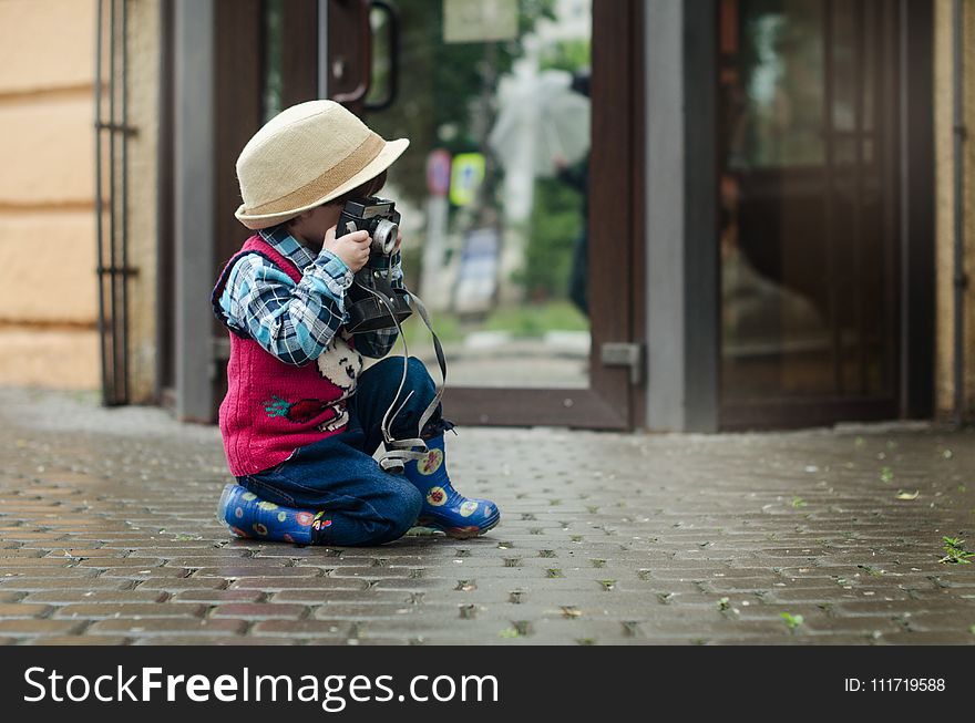 Photograph, Child, Sitting, Snapshot