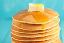 Stack Of Pancake With Honey And Butter On Top Stock Image