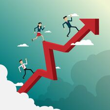 Business People Running On Arrow Go Path To Goal, Concept Vector Royalty Free Stock Image Business People Running On Arrow Go Path To Goal, Concept Vector Royalty Free Stock Image