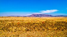 Endless Wide Open Landscape Of The Semi Desert Karoo Region In Free State And Eastern Cape Stock Image