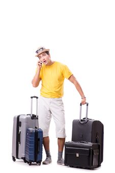 The Happy Young Man Going On Summer Vacation Isolated On White Royalty Free Stock Photo