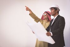 Arab Architects And Foreman Are Planning New Project Royalty Free Stock Photo