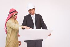 Arab Architects And Foreman Are Planning New Project Stock Photo