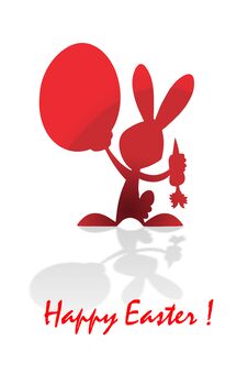 Easter Card With Red Egg And Easter Bunny Stock Photo Easter Card With Red Egg And Easter Bunny Stock Photo