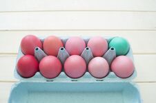 Easter.Pastel Colored Eggs.Spring Composition.Flat Ley. Royalty Free Stock Photography