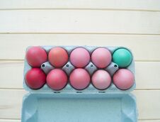 Easter.Pastel Colored Eggs.Spring Composition.Flat Ley. Stock Photo