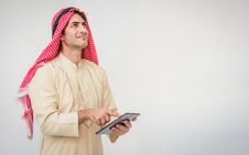 Arab Businessman Useing On A Mobile Phone Royalty Free Stock Images
