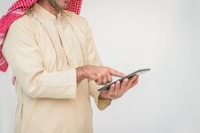 Arab Businessman Useing On A Mobile Phone Stock Image