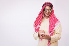 Arab Businessman Useing On A Mobile Phone Stock Image