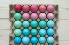 Easter.Pastel Colored Eggs.Spring Composition.Flat Ley. Royalty Free Stock Image