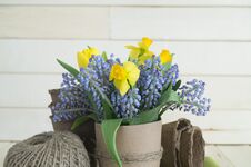 Bouquet Of Daffodils, Tulips And Muscari.Easter. Royalty Free Stock Images Bouquet Of Daffodils, Tulips And Muscari.Easter. Royalty Free Stock Images
