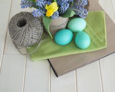 Bouquet Of Daffodils, Tulips And Muscari.Easter. Royalty Free Stock Photography Bouquet Of Daffodils, Tulips And Muscari.Easter. Royalty Free Stock Photography