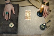 Book Of Magic. Tarot Cards. Future Reading. Fortune Teller Concept. Royalty Free Stock Photos Book Of Magic. Tarot Cards. Future Reading. Fortune Teller Concept. Royalty Free Stock Photos