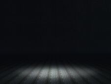 3D Dark Grunge Interior With Spotlight Shining On Wooden Floor Stock Photo 3D Dark Grunge Interior With Spotlight Shining On Wooden Floor Stock Photo